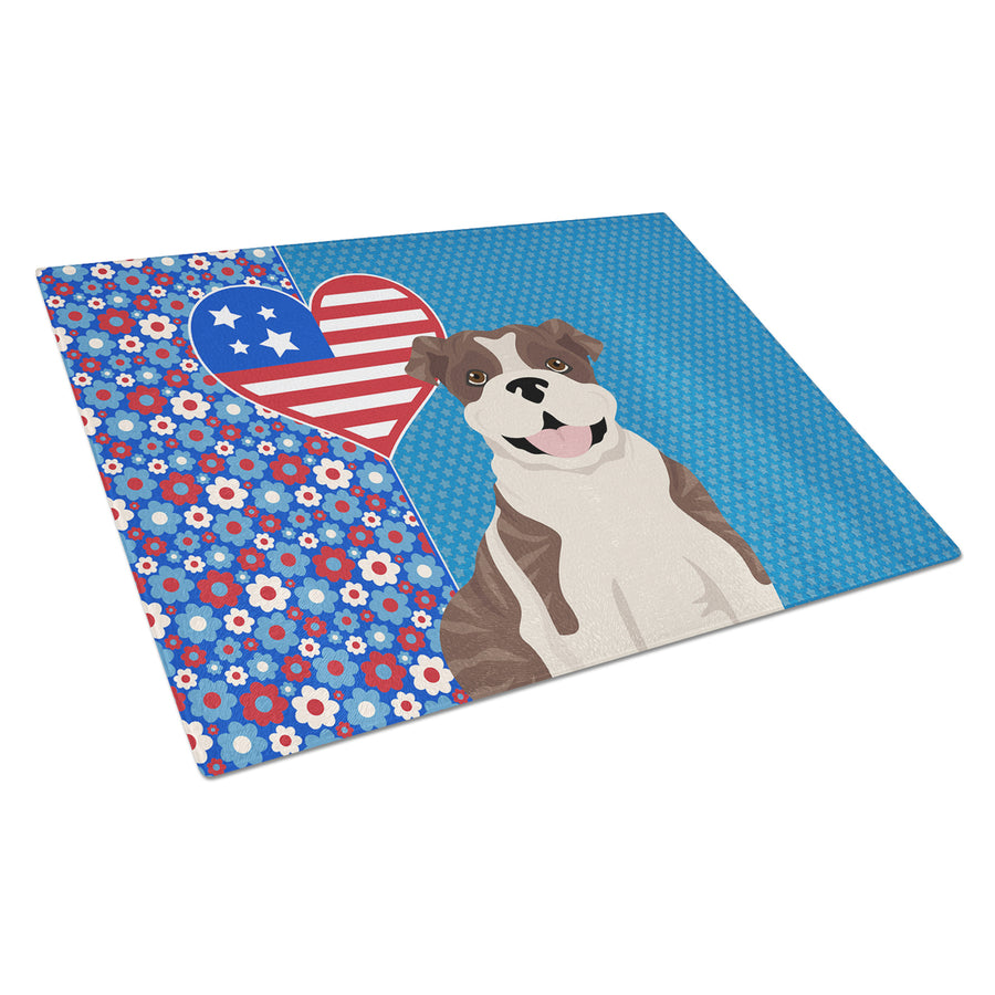 Brindle English Bulldog USA American Glass Cutting Board Large Image 1