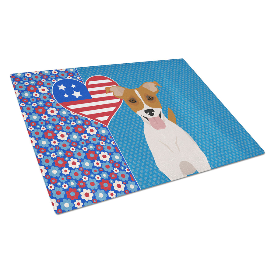 Brown White Smooth Jack Russell Terrier USA American Glass Cutting Board Large Image 1