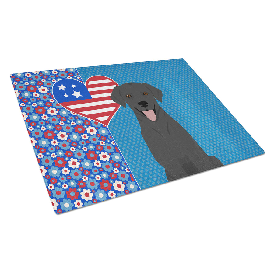 Black Labrador Retriever USA American Glass Cutting Board Large Image 1