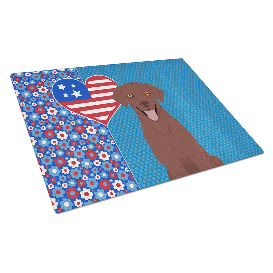 Chocolate Labrador Retriever USA American Glass Cutting Board Large Image 1