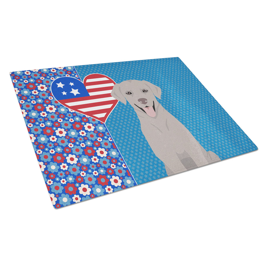 Gray Labrador Retriever USA American Glass Cutting Board Large Image 1