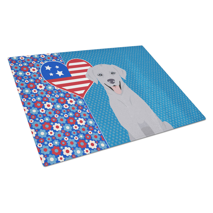 Silver Labrador Retriever USA American Glass Cutting Board Large Image 1