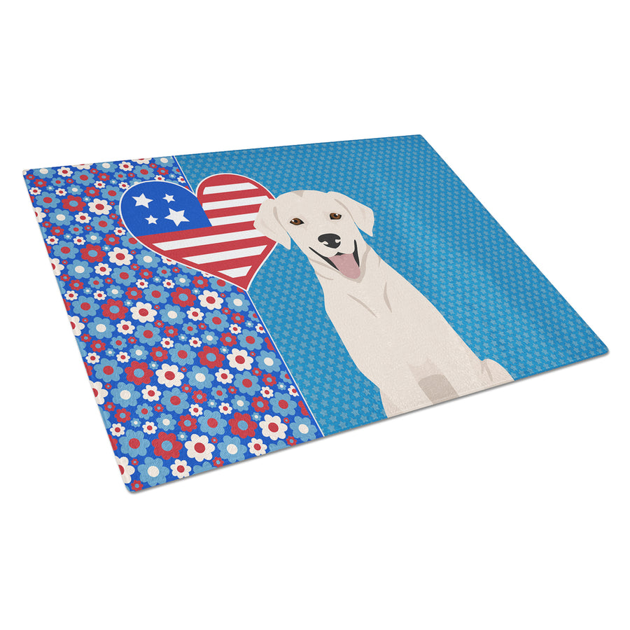 White Cream Labrador Retriever USA American Glass Cutting Board Large Image 1