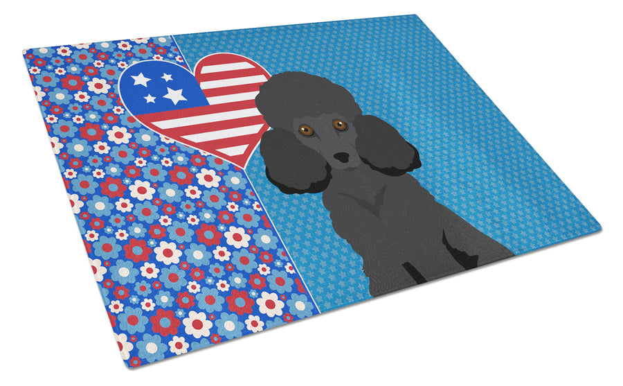 Toy Black Poodle USA American Glass Cutting Board Large Image 1