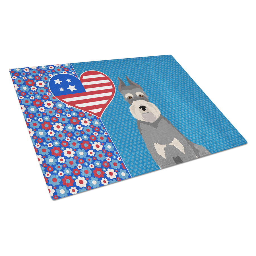 Salt Pepper Schnauzer USA American Glass Cutting Board Large Image 1