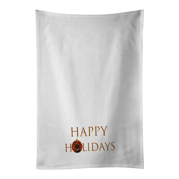 Chihuahua Chocolate and White Style 2 Happy Holidays White Kitchen Towel Set of 2 Dish Towels Image 1