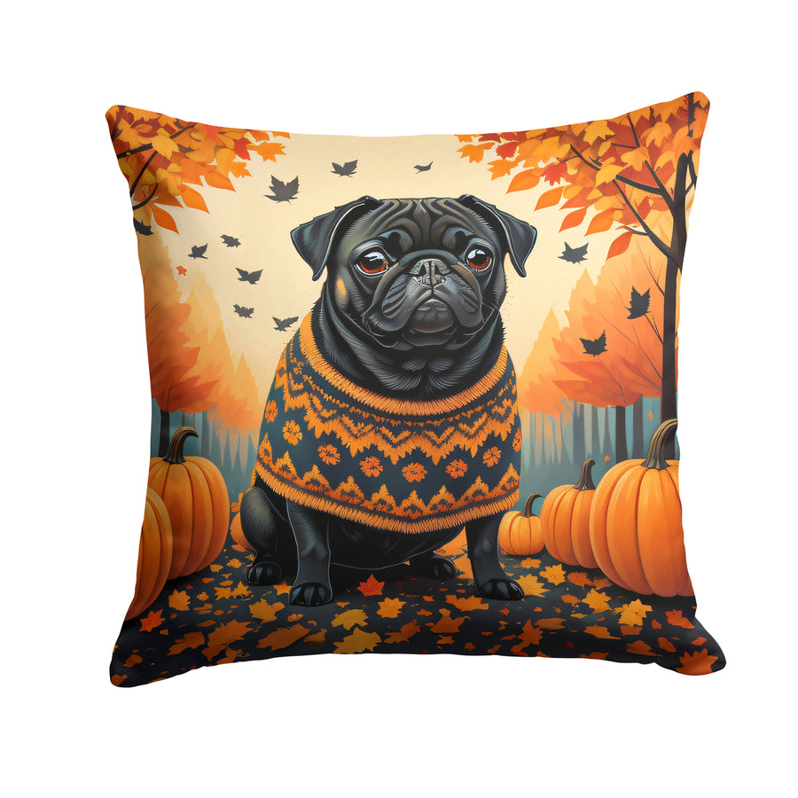 Black Pug Fall Fabric Decorative Pillow DAC1064 Image 1