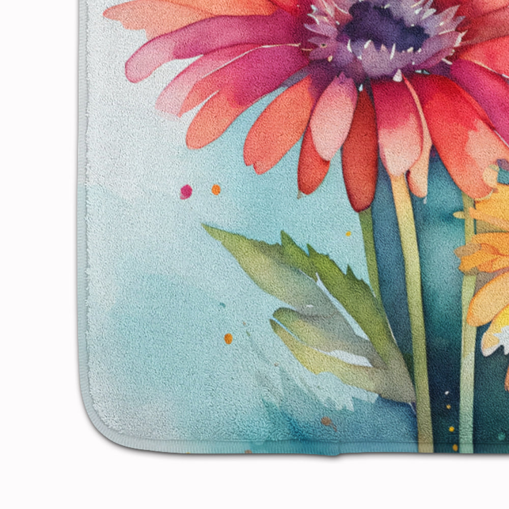 Gerbera Daisies in Watercolor Memory Foam Kitchen Mat DAC1572 Image 4