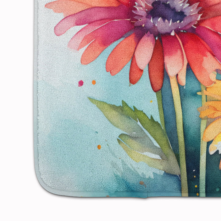 Gerbera Daisies in Watercolor Memory Foam Kitchen Mat DAC1572 Image 4