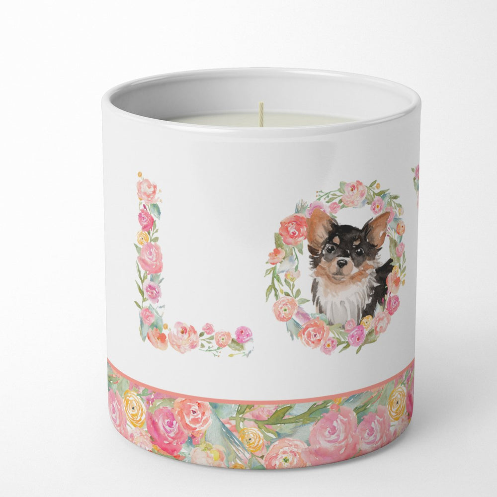 Black Tan Longhaired Chihuahua Love 10 oz Decorative Soy Candle Image 2