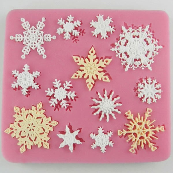 Christams Silicone Snowflakes Cake Mold Xmas Fondant Cake Decoration Mould Image 1