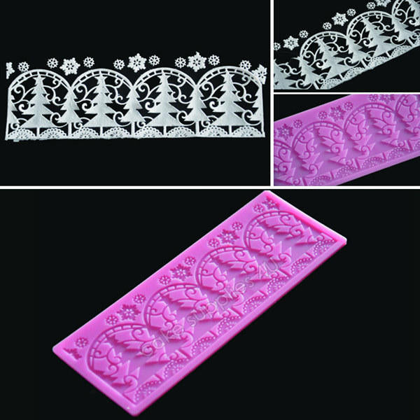 Christmas Tree Silicone Fondant Lace Mold Image 5