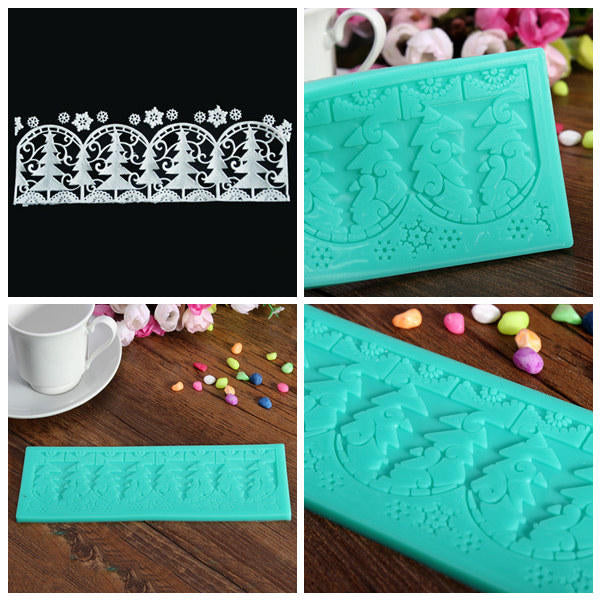 Christmas Tree Silicone Fondant Lace Mold Image 6