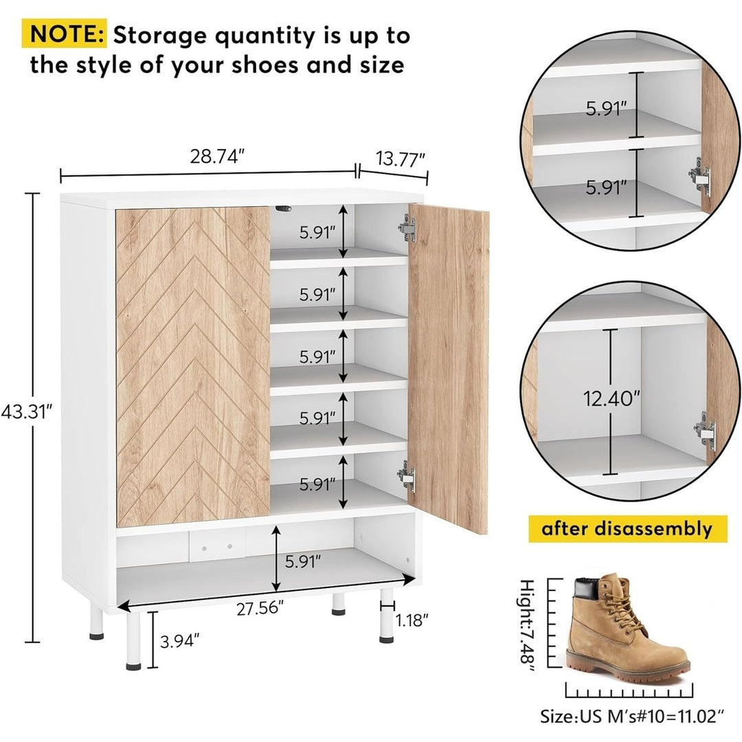 Shoe Cabinet, 18 Pair Rack Organizer Cabinet with Door, 6-Tier Modern Storage Shelves Image 4