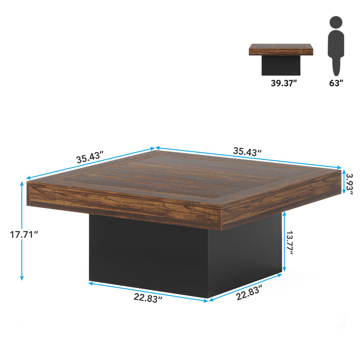 Farmhouse Coffee Table Square LED Coffee Table Engineered Wood Coffee Table Image 5