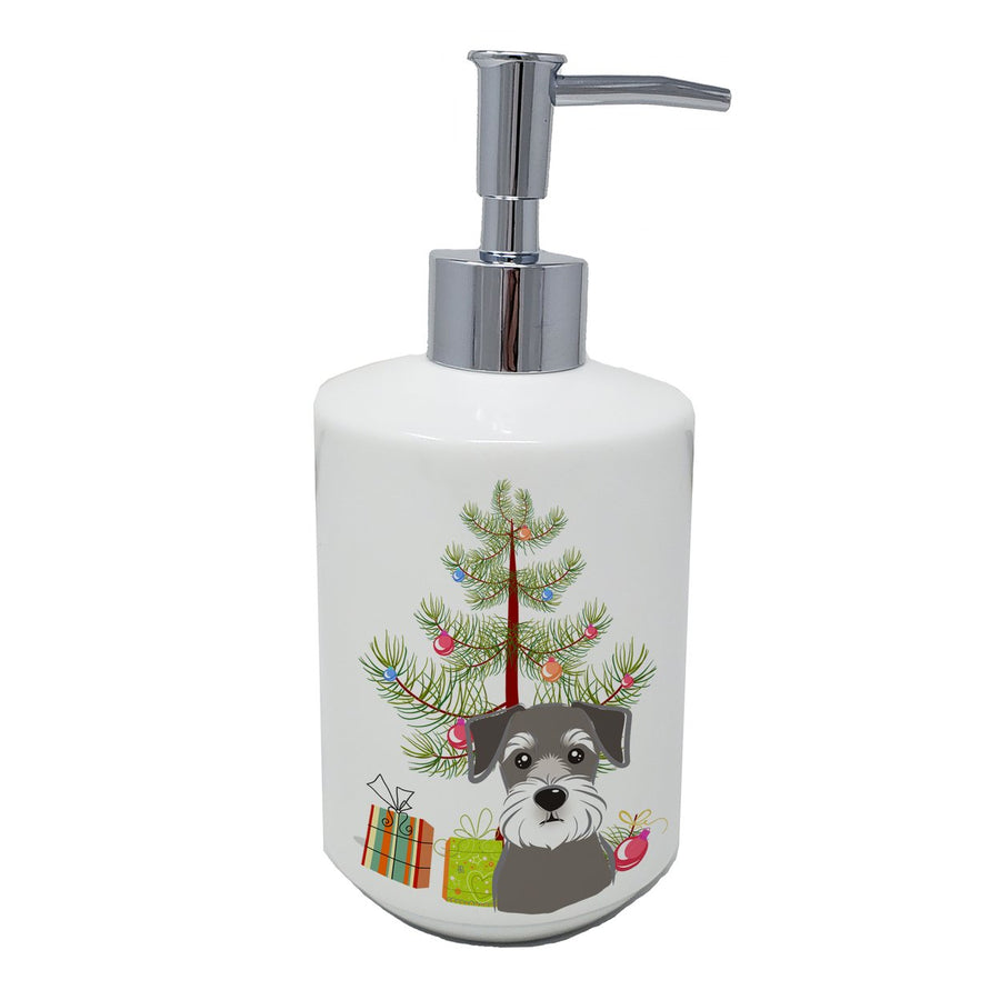 Christmas Tree and Schnauzer Ceramic Soap Dispenser Image 1