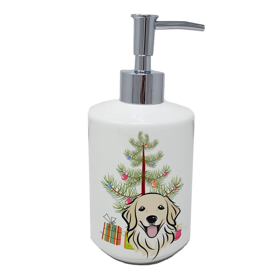 Christmas Tree and Golden Retriever Ceramic Soap Dispenser Image 1