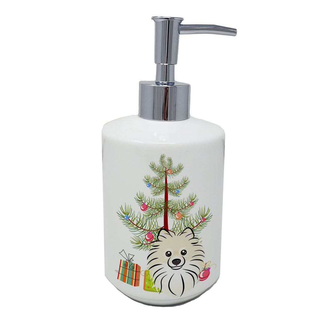 Christmas Tree and Pomeranian Ceramic Soap Dispenser Image 1