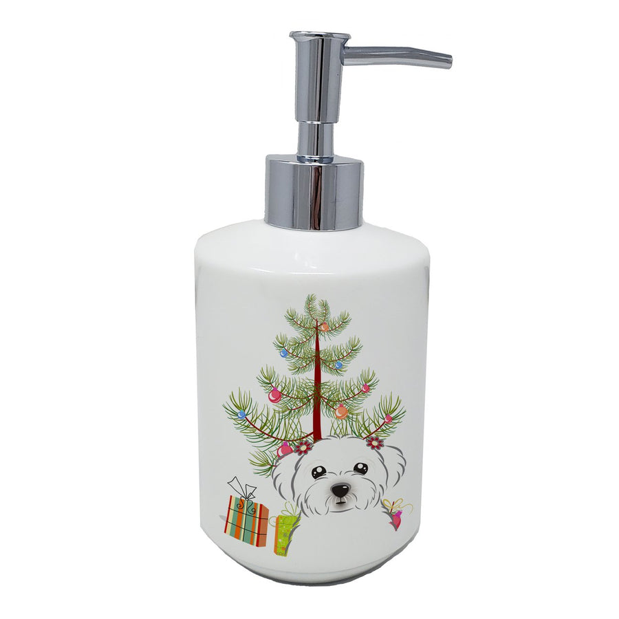 Christmas Tree and Maltese Ceramic Soap Dispenser Image 1