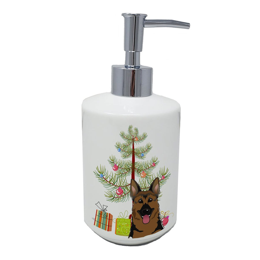 Christmas Tree and German Shepherd Ceramic Soap Dispenser Image 1