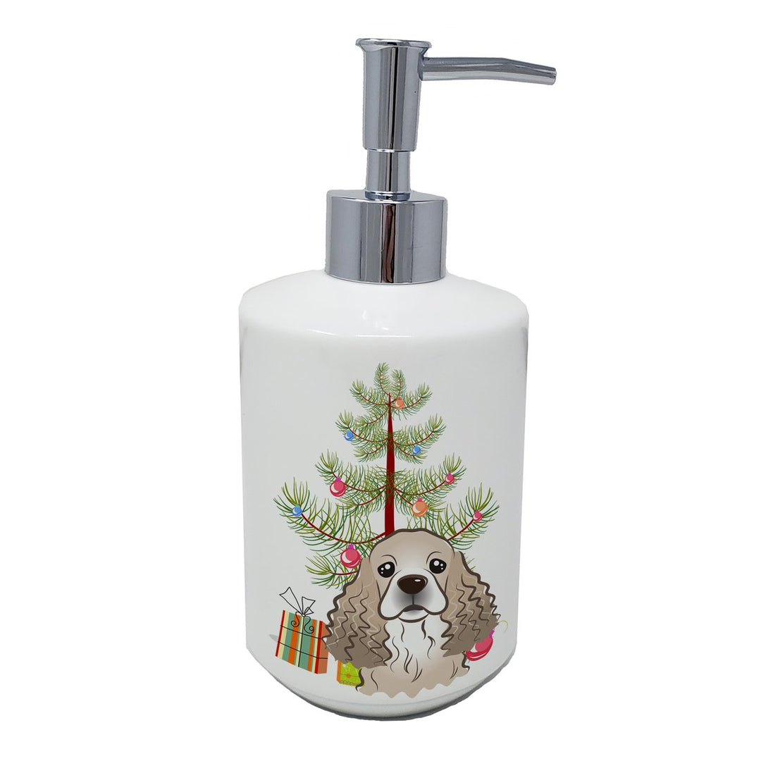 Christmas Tree and Cocker Spaniel Ceramic Soap Dispenser Image 1