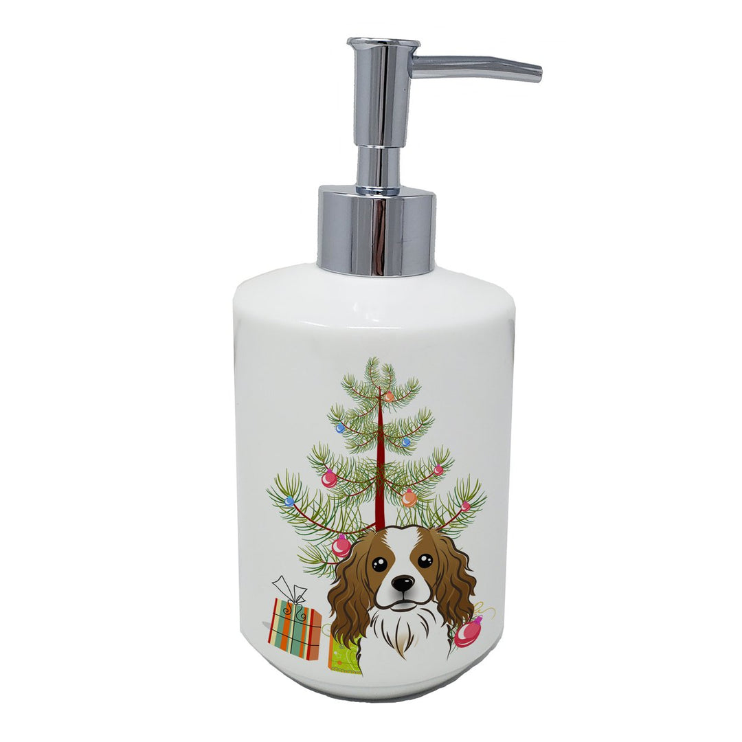 Christmas Tree and Cavalier Spaniel Ceramic Soap Dispenser Image 1