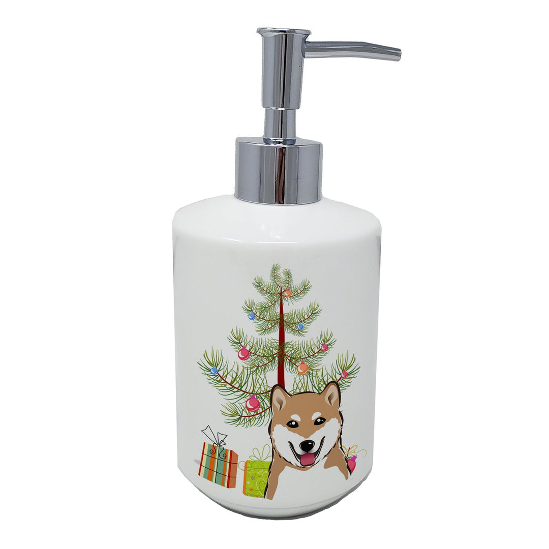 Christmas Tree and Shiba Inu Ceramic Soap Dispenser Image 1