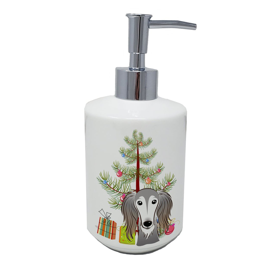 Christmas Tree and Saluki Ceramic Soap Dispenser Image 1