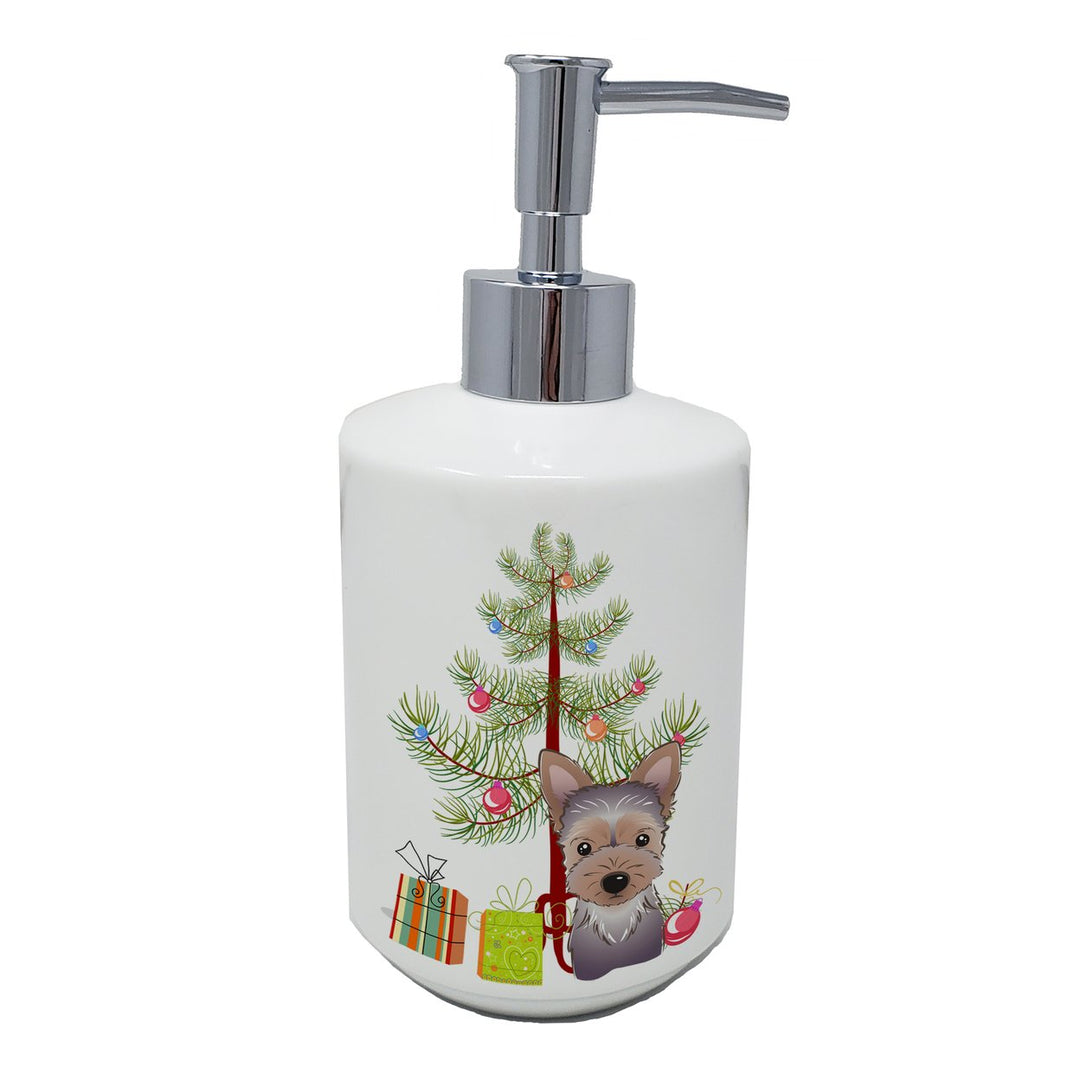 Christmas Tree and Yorkie Puppy Ceramic Soap Dispenser Image 1