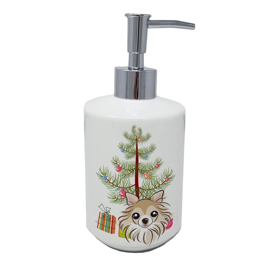 Christmas Tree and Chihuahua Ceramic Soap Dispenser Image 1