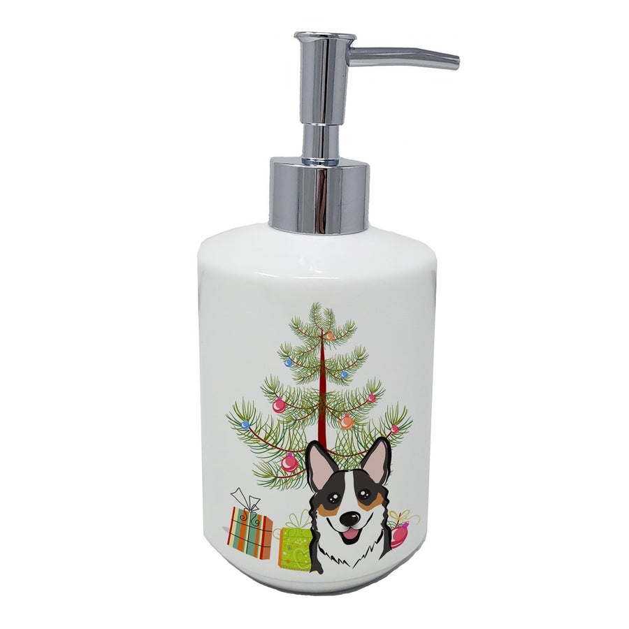 Christmas Tree and Tricolor Corgi Ceramic Soap Dispenser Image 1