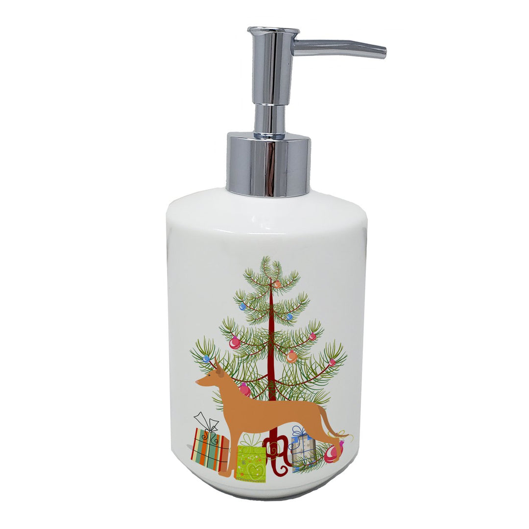 Pharaoh Hound Merry Christmas Tree Ceramic Soap Dispenser Image 1