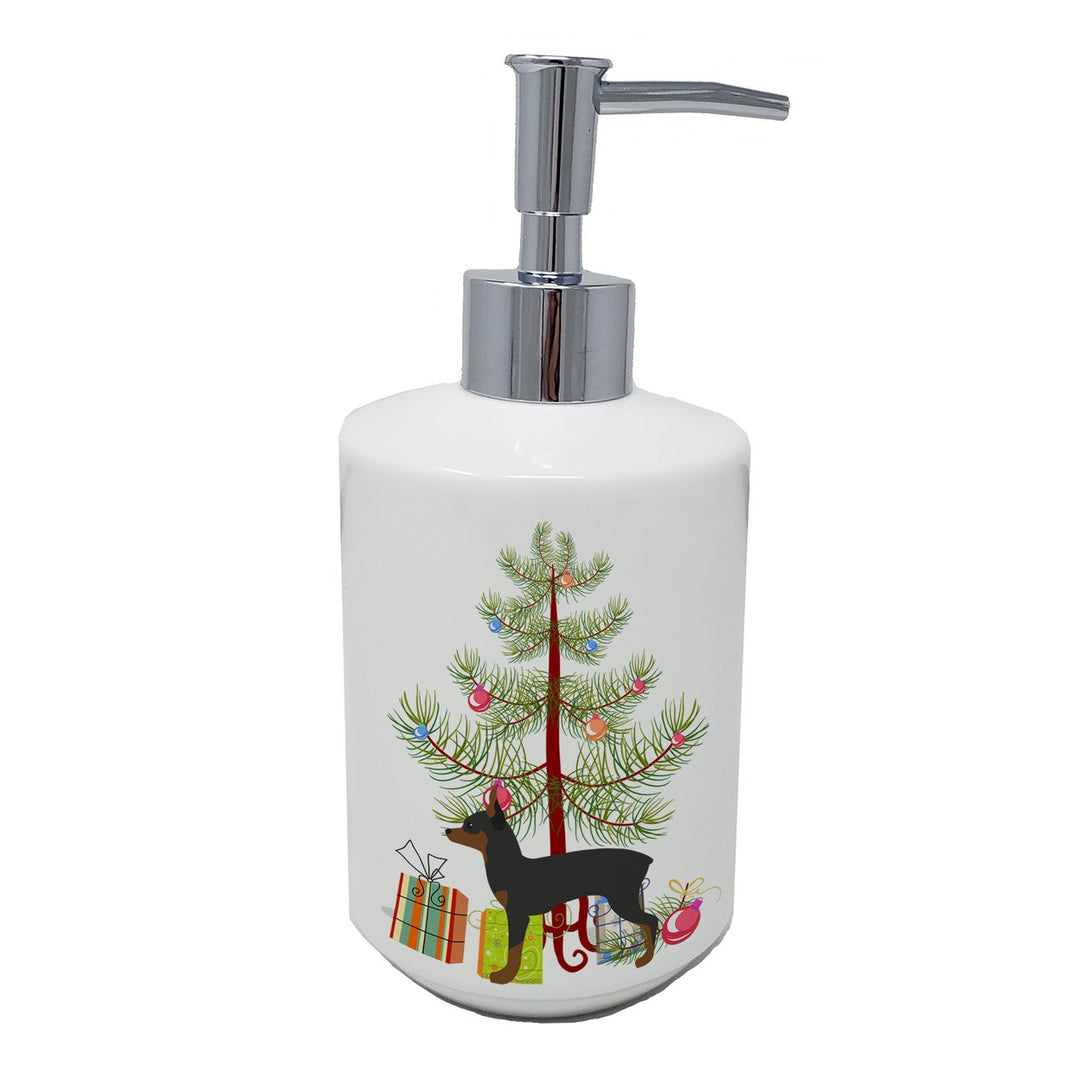 Toy Fox Terrier Merry Christmas Tree Ceramic Soap Dispenser Image 1