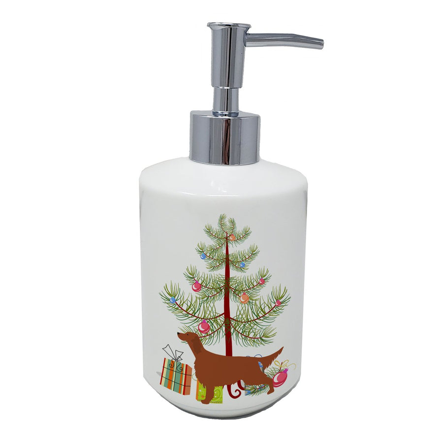 Irish Setter Merry Christmas Tree Ceramic Soap Dispenser Image 1