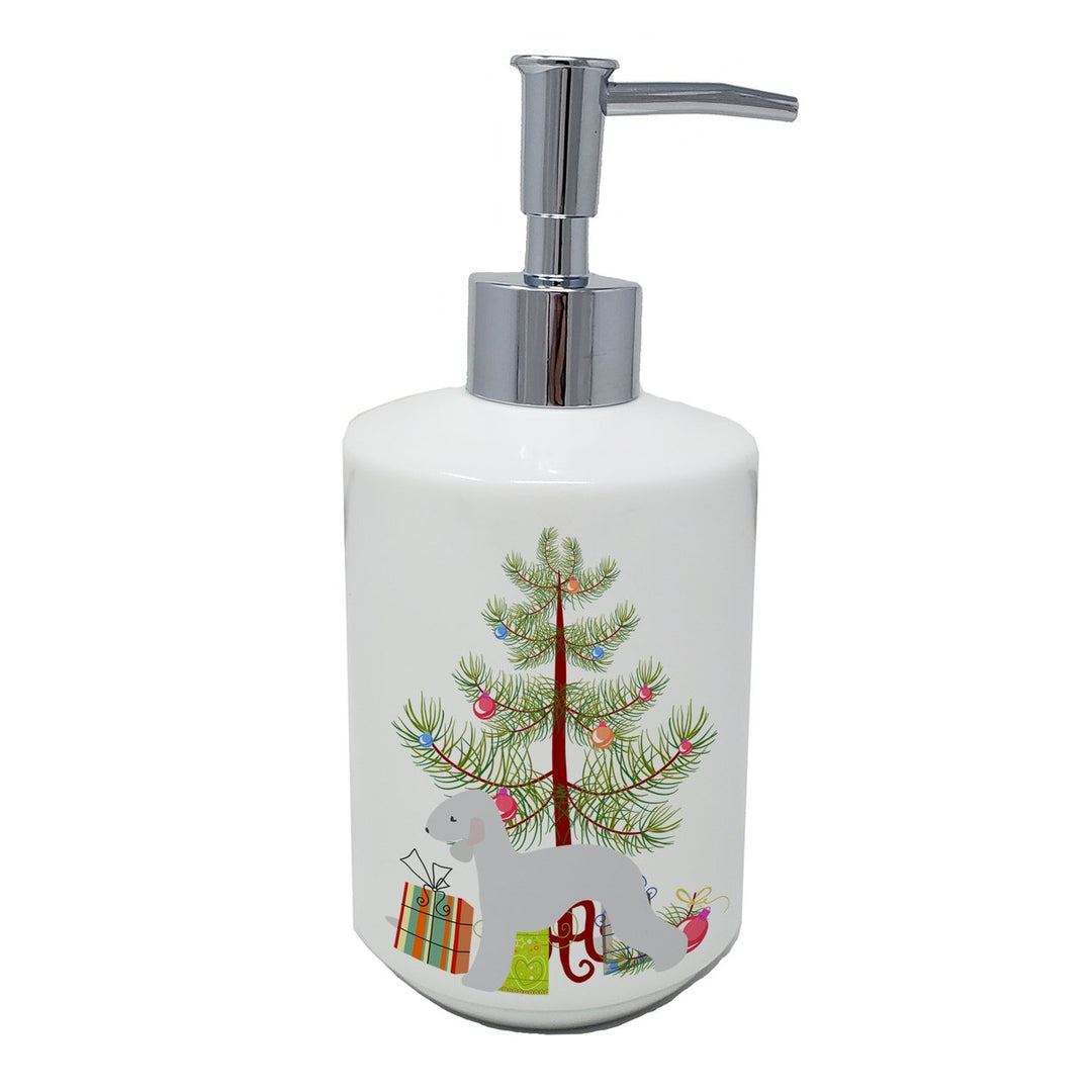 Bedlington Terrier Merry Christmas Tree Ceramic Soap Dispenser Image 1