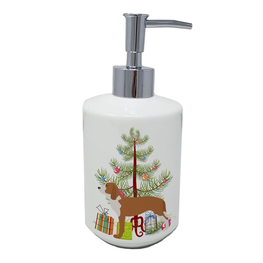 Spanish Hound Merry Christmas Tree Ceramic Soap Dispenser Image 1