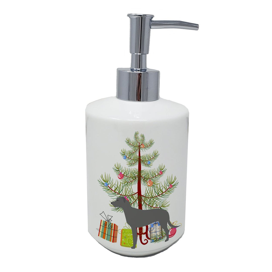 Irish Wolfhound Merry Christmas Tree Ceramic Soap Dispenser Image 1