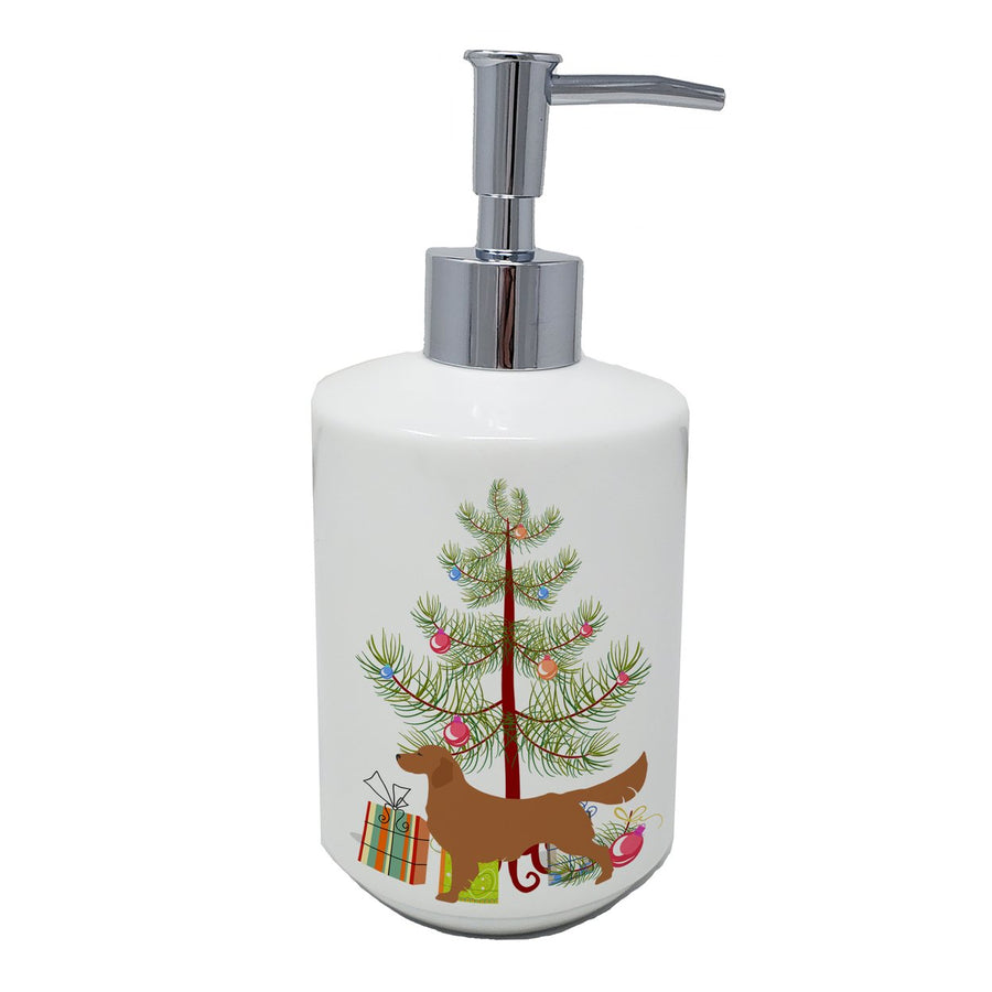 Golden Retriever Merry Christmas Tree Ceramic Soap Dispenser Image 1