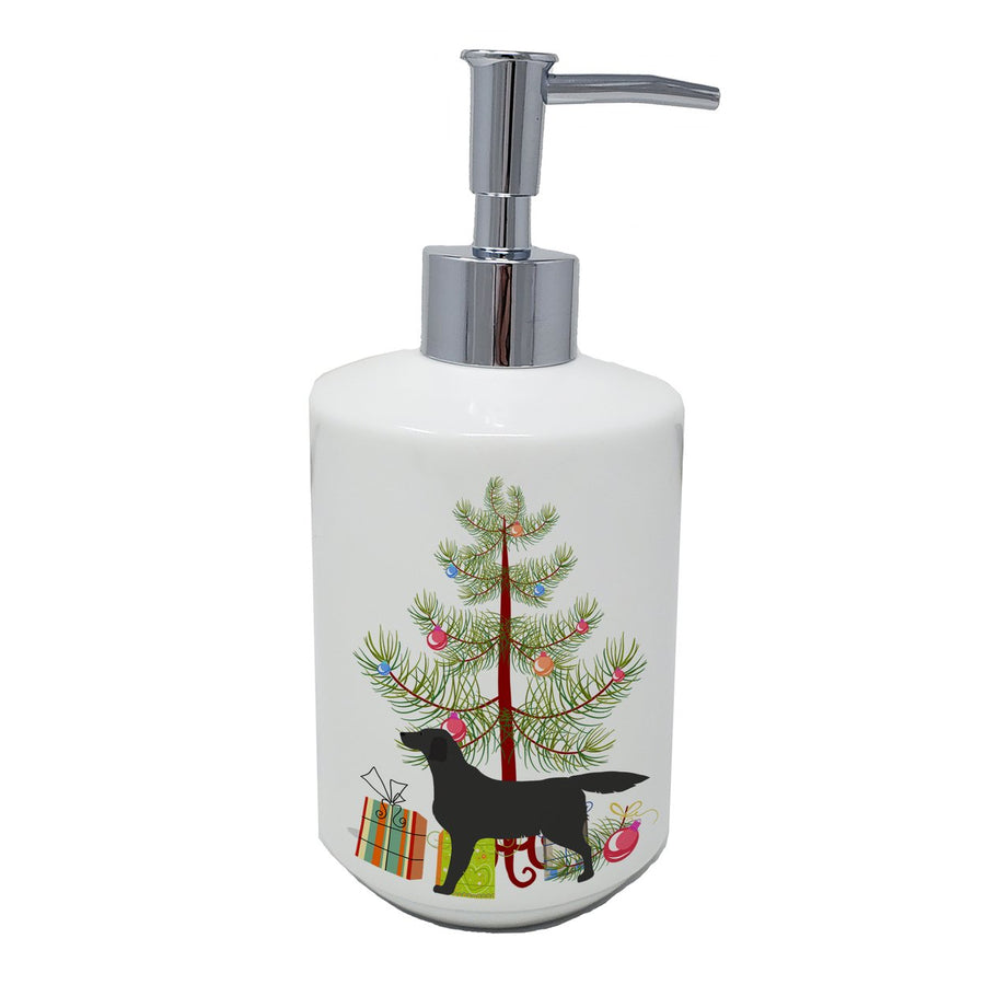 Black Labrador Retriever Merry Christmas Tree Ceramic Soap Dispenser Image 1