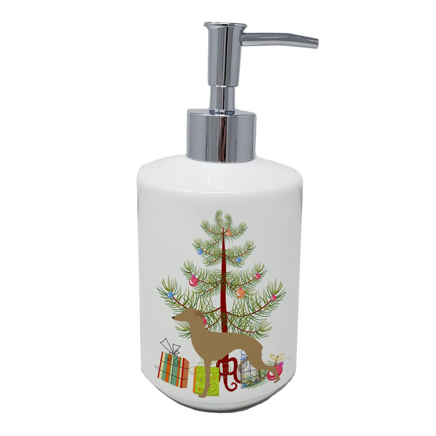 Italian Greyhound Merry Christmas Tree Ceramic Soap Dispenser Image 1