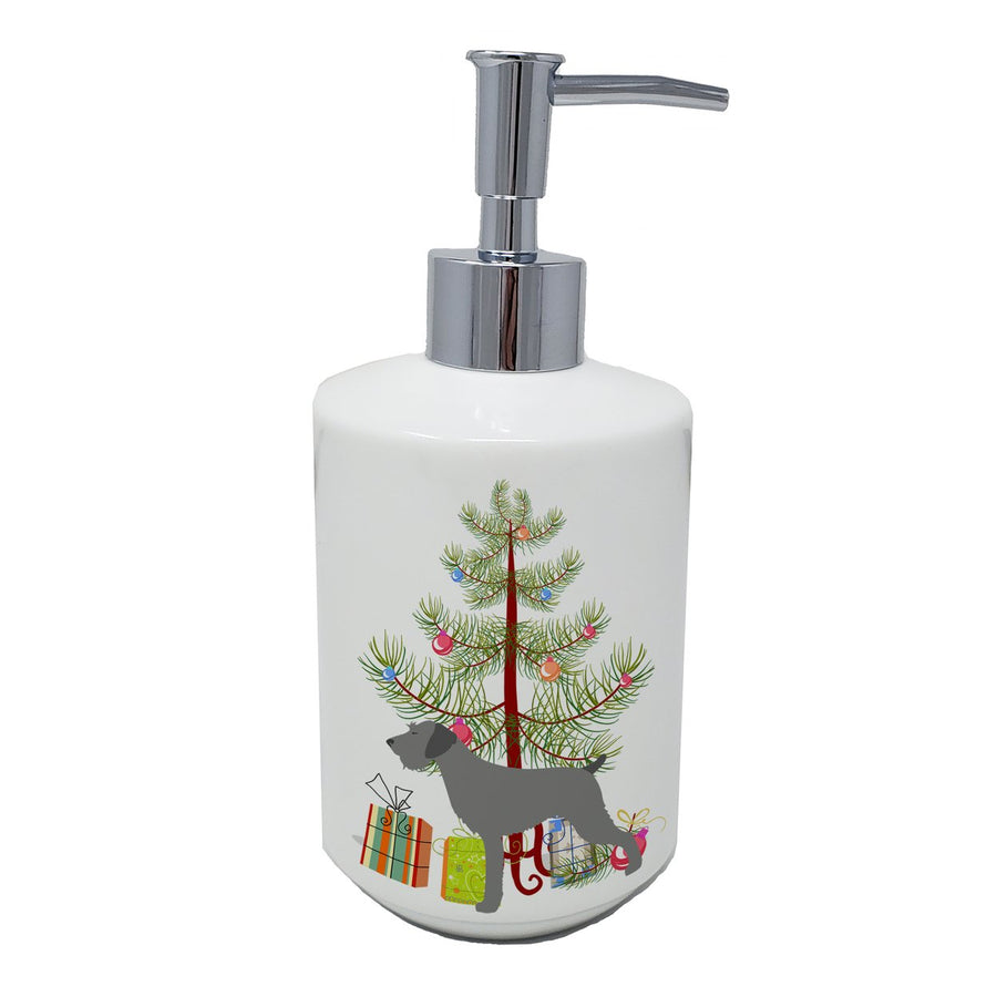 German Wirehaired Pointer Merry Christmas Tree Ceramic Soap Dispenser Image 1