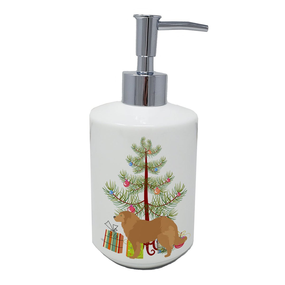 Caucasian Shepherd Dog Merry Christmas Tree Ceramic Soap Dispenser Image 1