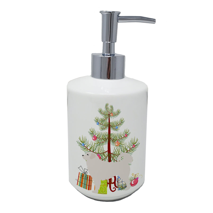 Polish Tatra Sheepdog Merry Christmas Tree Ceramic Soap Dispenser Image 1