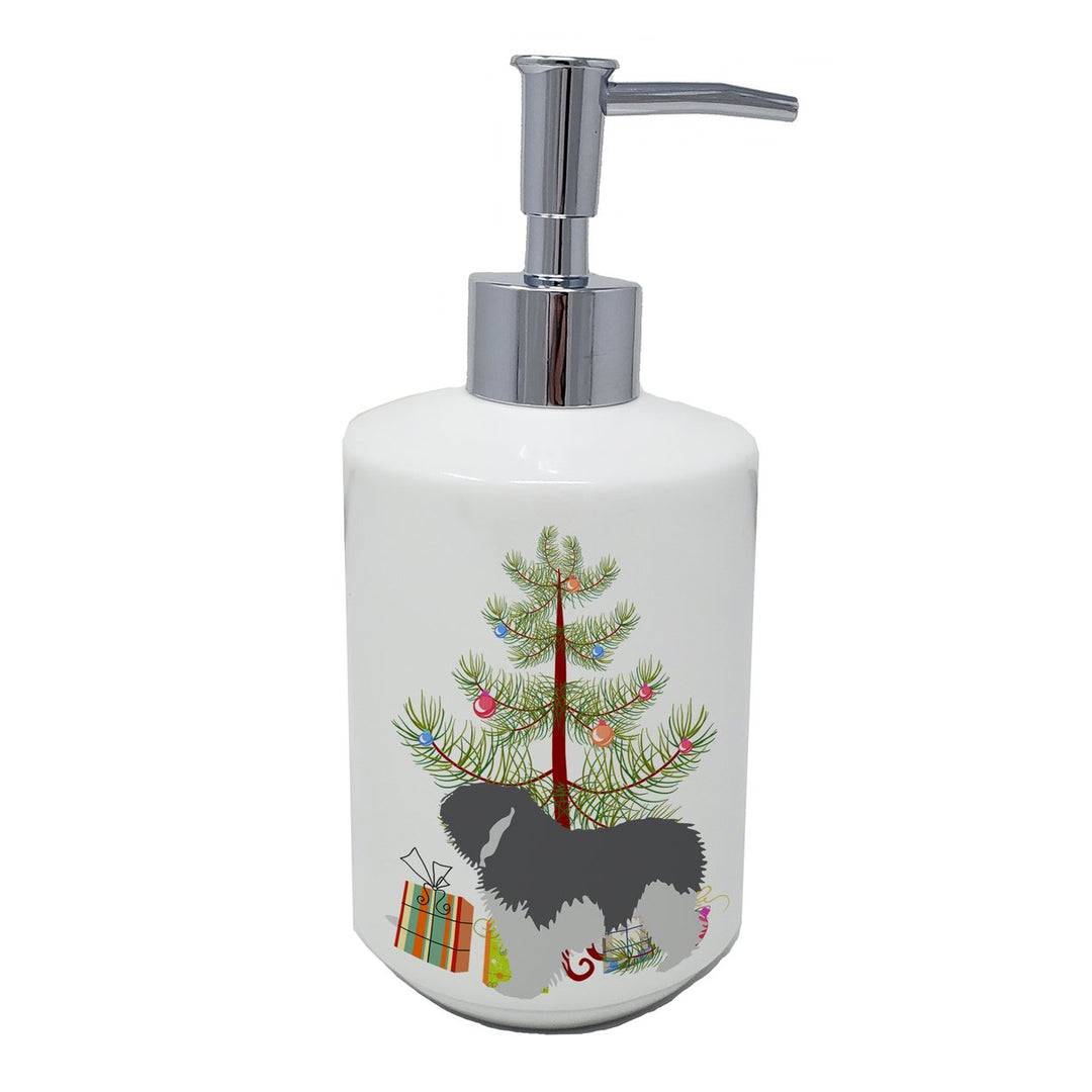 Polish Lowland Sheepdog Dog Merry Christmas Tree Ceramic Soap Dispenser Image 1