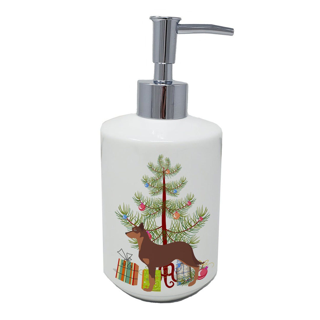 Australian Kelpie Dog Merry Christmas Tree Ceramic Soap Dispenser Image 1