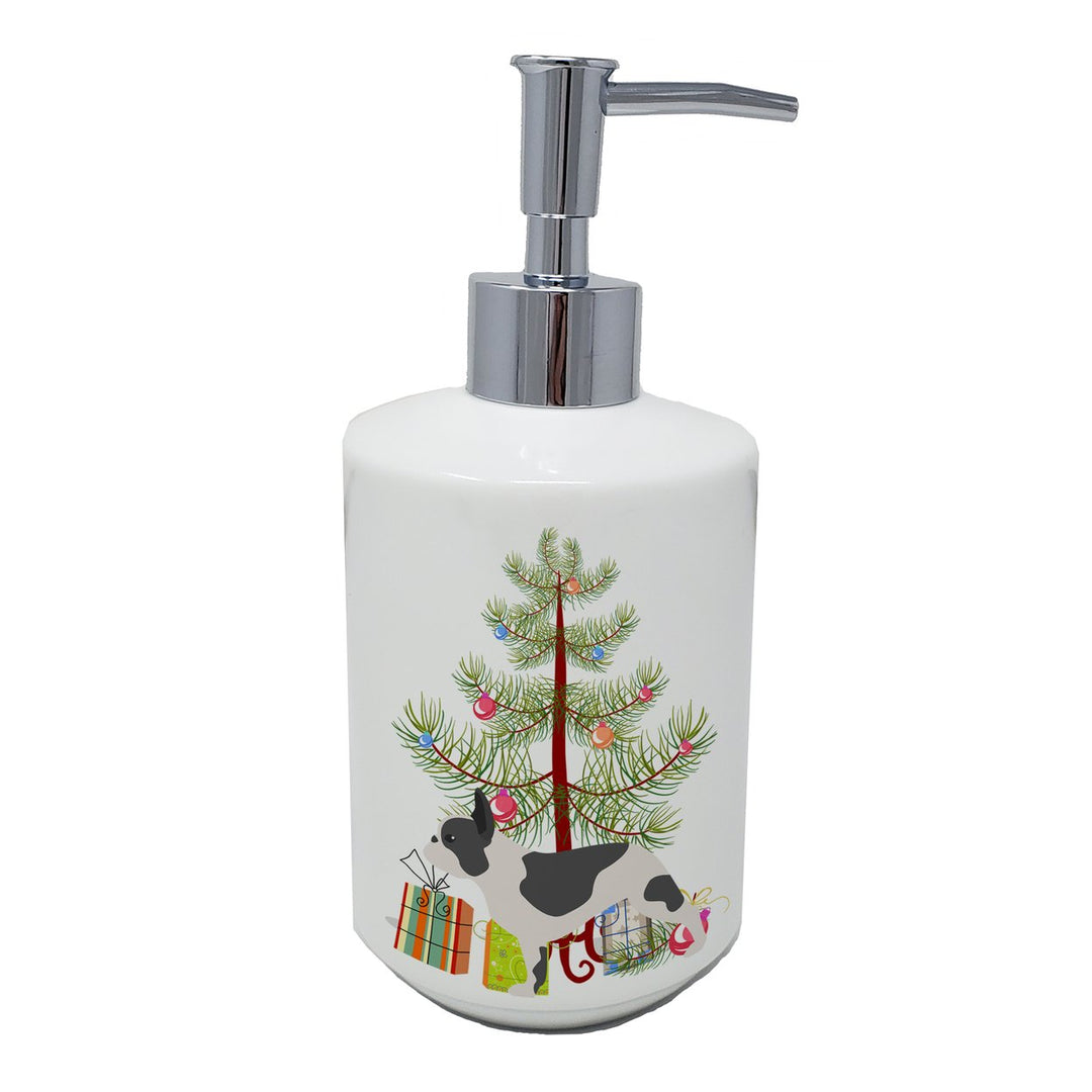 French Bulldog Merry Christmas Tree Ceramic Soap Dispenser Image 1