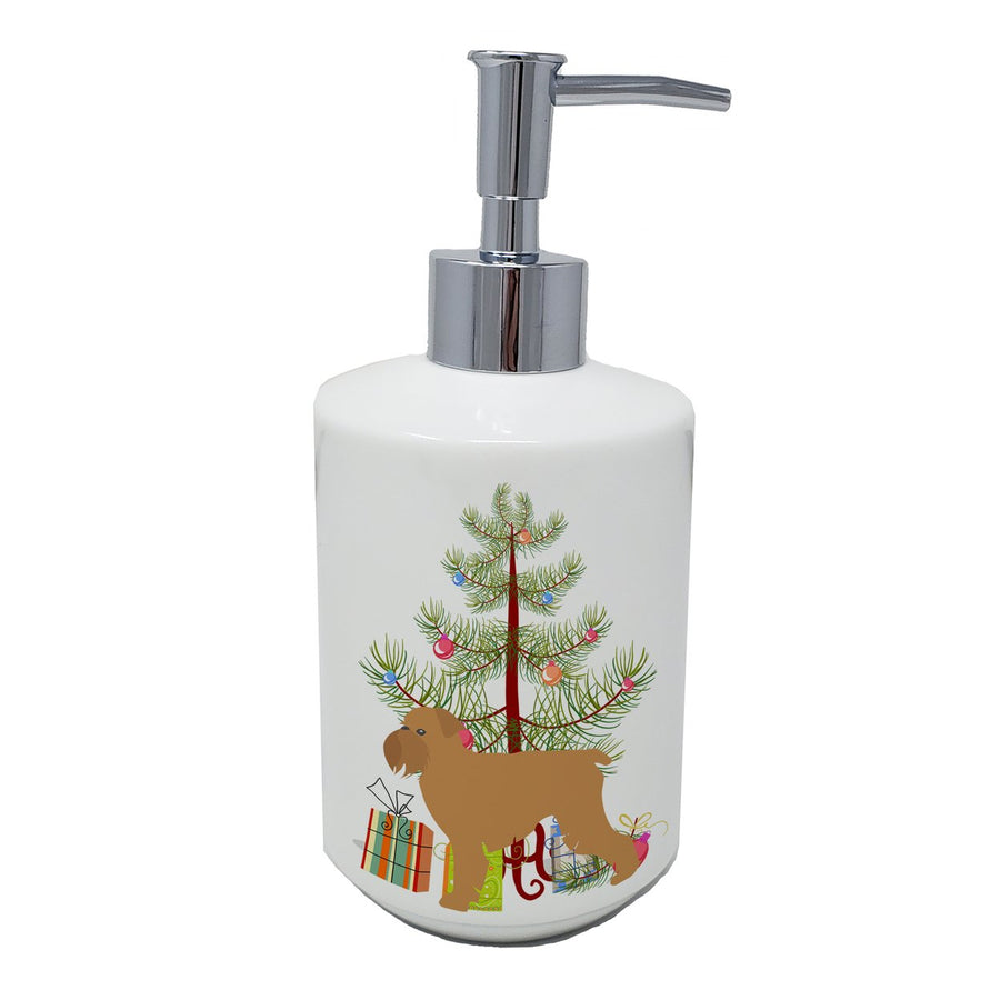 Brussels Griffon Merry Christmas Tree Ceramic Soap Dispenser Image 1