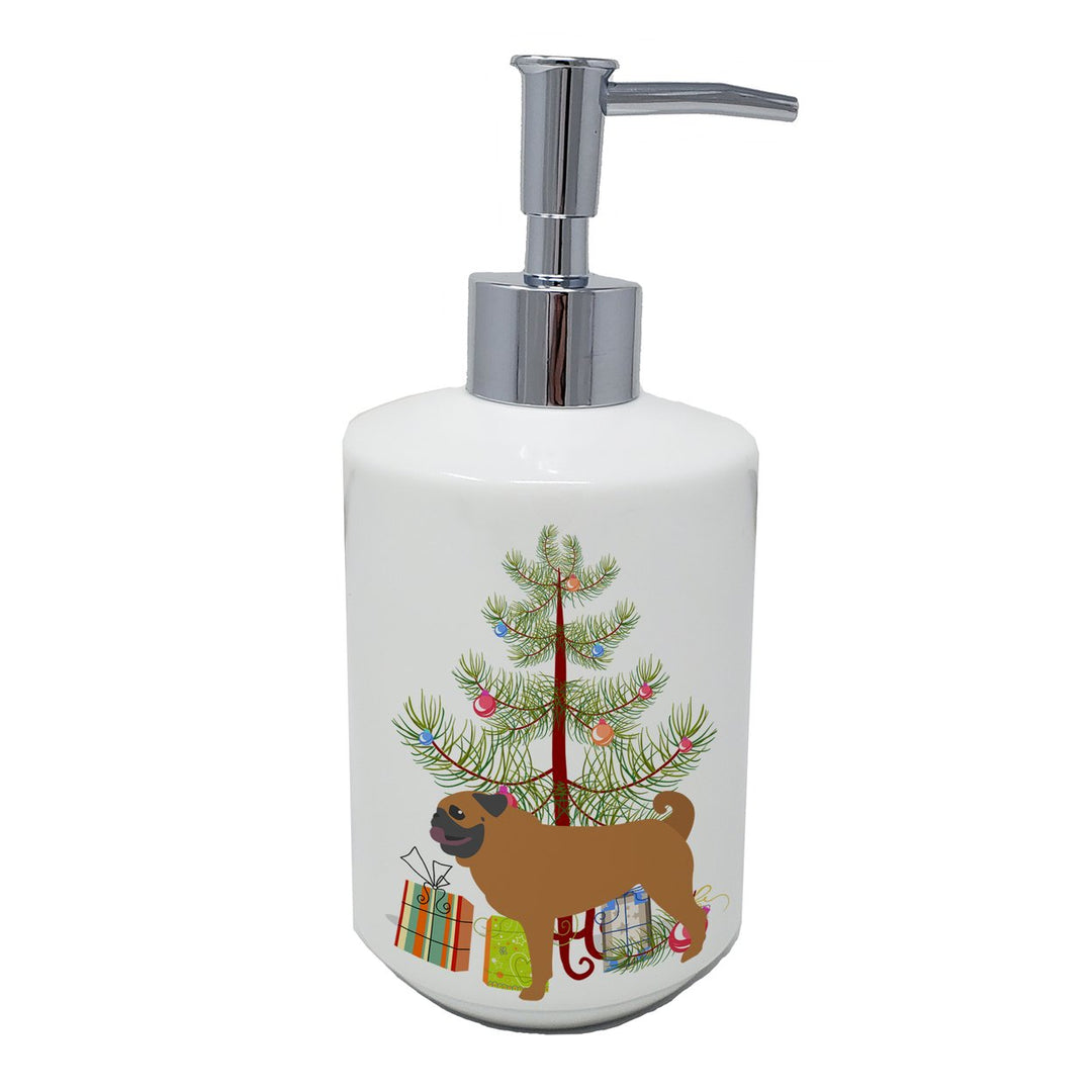 Pug Merry Christmas Tree Ceramic Soap Dispenser Image 1