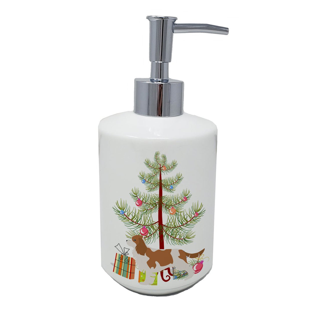 Cavalier King Charles Spaniel Merry Christmas Tree Ceramic Soap Dispenser Image 1