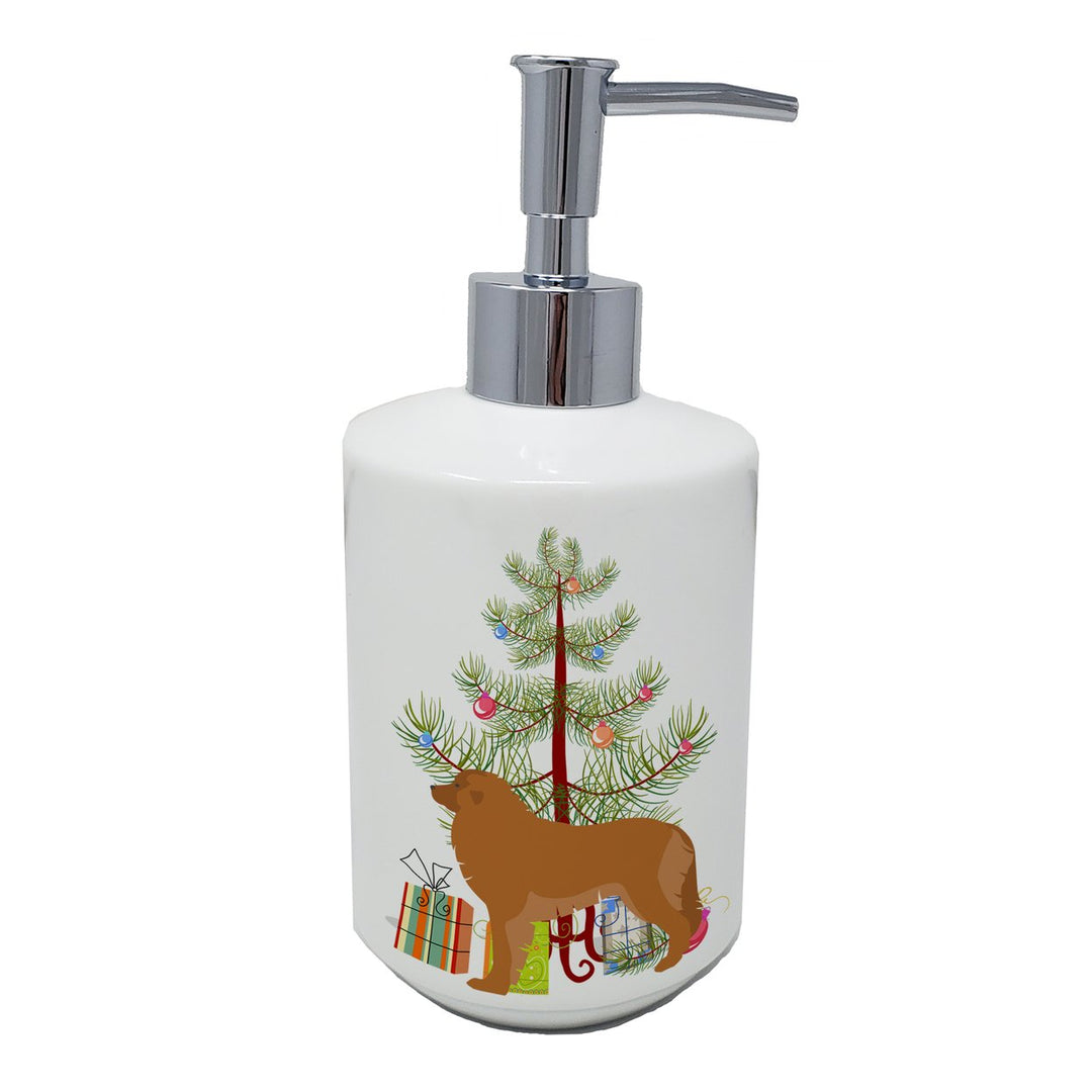 Leonberger Merry Christmas Tree Ceramic Soap Dispenser Image 1